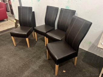 4x hezké pevné kožené jídelní židle - 6