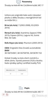 Šrouby na kola pro BMW a Renault M14 klíč 17 - 6