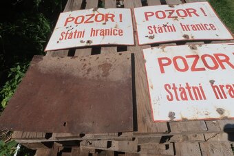Plechová cedule - POZOR Státní hranice 4ks - 6