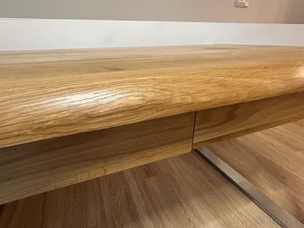 Psací stůl s nerezovou podnoží a masivní dubovou deskou - 6