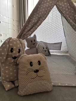 Dětský stan - teepee (týpí) Exclusive s doplňky šedý - 6