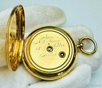 14K ZLATÉ PÁNSKÉ KAPESNÍ KLÍČOVKY S ŘETÍZKEM A ETUI - 6