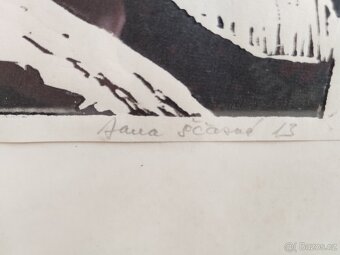 2x linoryt - povolaní krejčí/keramika signováno - 6