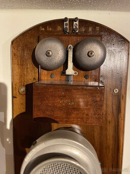 Starožitný starý telefonní dřevěný nástěnný štít Bavorsko - 6