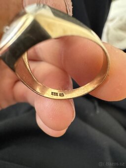 Pánský zlatý prsten s kamenem - 6