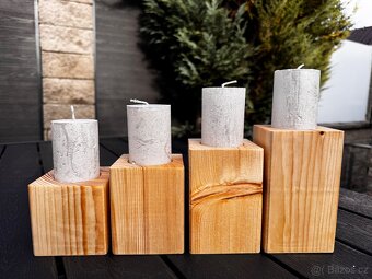 Smrkový masivni svícen – ruční výroba - 6