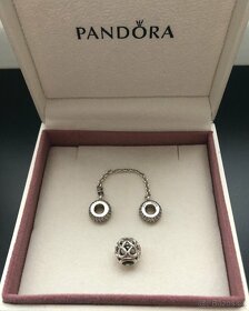 Pandora stříbrný bezpeč. řetízek+přívěsek/korálek - 6