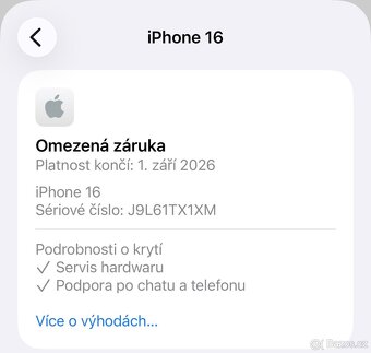 Apple iPhone 16 128gb Pink kondice baterie 100% Zaruka do 01 - 6