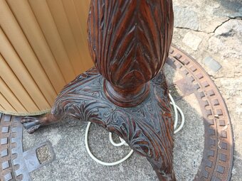 Starožitná vyřezávaná dřevěná podlahová lampa - 6
