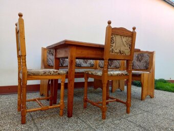 Rustikální jídelní set - lavice, stůl, 2 židle, masívv - 6
