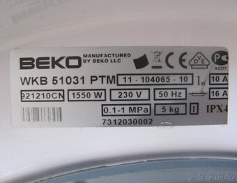 ÚZKÁ PRAČKA BEKO - 5kg - 37cm - A+ - 6