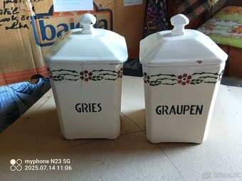 Staré porcelán keramika korenky dózy malovane - 6