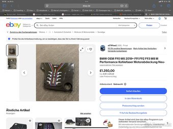 BMW M5 f90,M8 X5M X6M karbonový kryt motoru original - 6