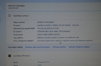 Dell Latitude E5450 i7/12GB/SSD 256GB/záruka - 6