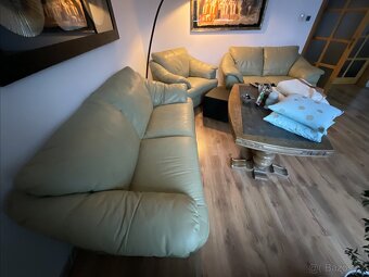 Kožená sedací souprava ITALSOFA 3+2+1 Světlá oliva - 6