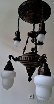 Starožitný secesní lustr, stropnice,  secese - 6