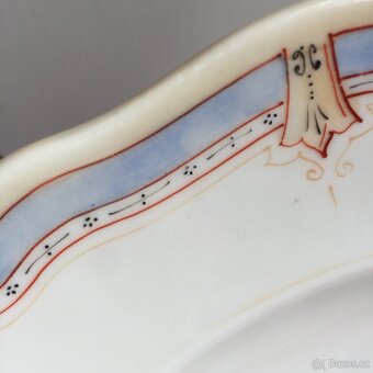 Malovaný porcelán tác talíře omáčník Loket 1833 Biedermaie - 6