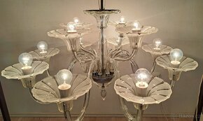 Starožitný Art Deco  celoskleněný lustr. - 6