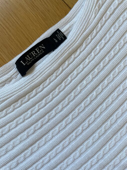 Sněhově bílý copánkový svetr Ralph Lauren, vel. L - 6