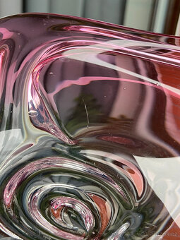 Mísa 29 cm, růžové hutní sklo, J. Hospodka Chřibská - 6