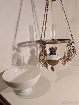 secesní petrolejka, petrolejový lustr, stahovačka - 6