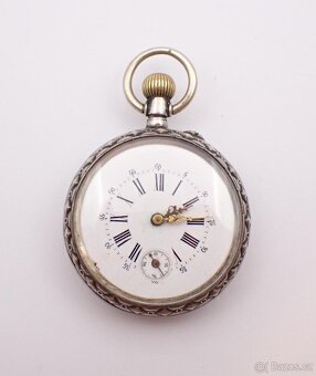 Starožitné dvoupláštové stříbrné zdobené kapesní hodinky. - 6