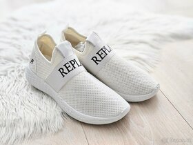 bílé tenisky, botasky, plátěnky s nápisem Repla - 6
