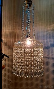 Starožitný celoskleněný křišťálový lustr, lustřík, - 6