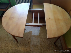 Oválný/kulatý rozkládací jídelní stůl. Česká výroba. Retro. - 6
