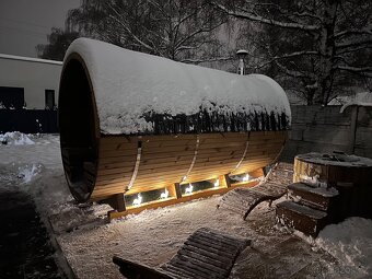 Venkovní Finská Sauna z ThermoWoodu - kamna na dřevo + sud - 6