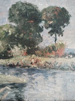 obraz KRAJINA S ČERVENÝM MOSTEM, olej, Bořivoj Žufan - 6