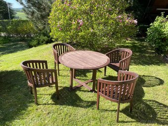 Zahradní stůl s křesílky – materiál teak - 6