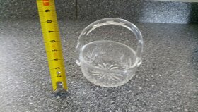 Starožitný skleněný košíček, broušené i foukané sklo - 6