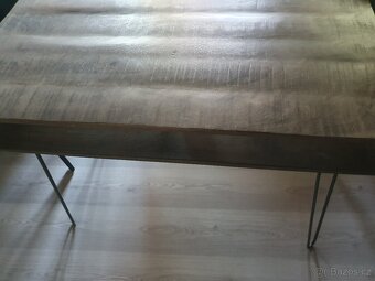 Masivní mangový stůl + polstrovaná židle - 6