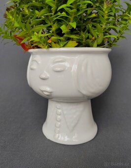 Nádherná keramická váza nebo květináč ve tvaru hlavy - 6