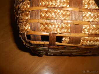 RETRO slaměná kabelka s kůží š19xd28xv22cm - má vady - foto - 6