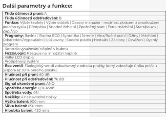 Prodáno Elektrolux A+++, 6kg, 1200ot. SLIM 38cm, Fuzzy Logic - 6