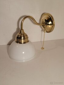 mosazná lampa, lampička s vypínačem, bílé stínidlo, až 6ks - 6