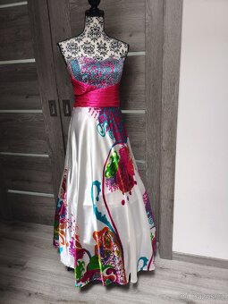 Saténové barevné dlouhé šaty vel. 38 - 6