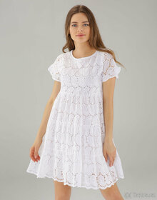 Dámské letní bílé plážové šaty krajkové Italy S 36 - 6