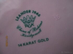 Růžový porcelán , miska  značeno RGK  zdobeno 14 karát. - 6