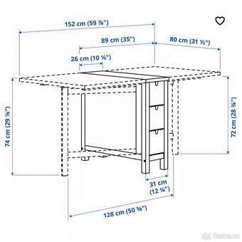 IKEA Stůl se sklopnými deskami, bílá - 6