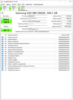 Nevyužívaný a rychlý disk Samsung 980 500GB M.2 (PCIe 3.0 4x - 6