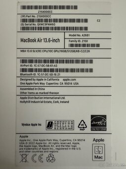 Apple Macbook Air M2 16/512gb. CZ distribuce, TOP stav. - 6