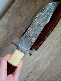 velký lovecký Damaškový nůž BIG BOWIE 33,5 cm, handmade - 6