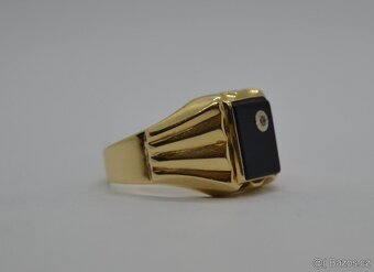 Zlatý prsten pánský 14 k s briliantem - 6