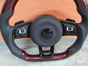 VOLANT VOLKSWAGEN R LINE GTI - KOZA / BIELY KARBON / BORDOVY - 6