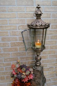 Kovová lucerna 96 cm - zlatobéžová patina - 6
