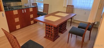 Jídelni stůl, 6 židlí, masiv, dýha - 6