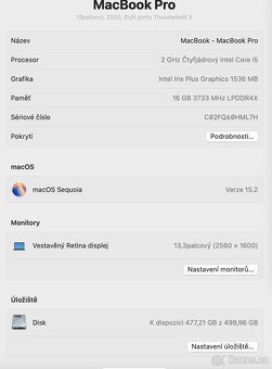 Macbook PRO 13, 2020, poslední model - bootcamp, 16GB, 500GB - 6